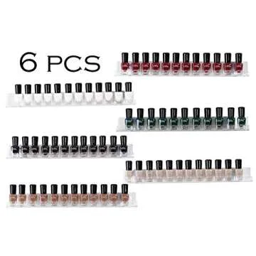 Sooyee Nail Polish Organizer Wall Mounted,6 Pack Nail Polish Rack, Clear Acrylic Shelf Nail Organizers and Storage,Paint Organizer,Essential Oil Shelf Display 66-90 Bottles