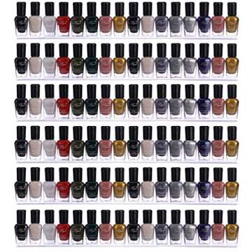 Sooyee Nail Polish Organizer Wall Mounted,6 Pack Nail Polish Rack, Clear Acrylic Shelf Nail Organizers and Storage,Paint Organizer,Essential Oil Shelf Display 66-90 Bottles