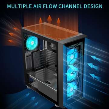 MUSETEX ATX PC Case 4 PWM ARGB Fans Pre-Installed, Mid Tower Gaming PC Case, Double Tempered Glass Tower Computer Case, USB 3.0 x 2, Black, G08