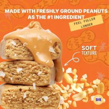 Creamy Peanut Butter & Sea Salt "New & Improved Glo" Vegan Protein Bars, 13g Protein with Only 2g of Sugar, Pack of 12