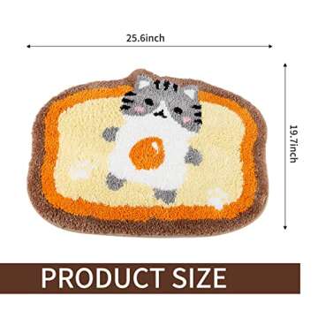 Cute Toast Bath Mat for Bathroom Cartoon Cat Bathroom Rug Non Slip Bathroom Door Mat Soft Microfiber...