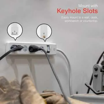 GE 6-Outlet Surge Protector, 2 Pack, 10 Ft Extension Cord, Power Strip, 800 Joules, Flat Plug, Twist-to-Close Safety Covers, Protected Indicator Light, UL Listed, White, 46862