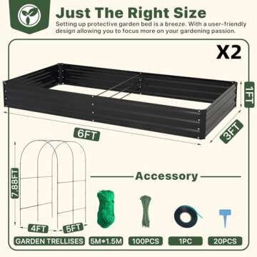 DTIG Galvanized Raised Garden Bed for Vegetables Flowers Herbs, Metal Raised Garden Bed Kit with Tre...