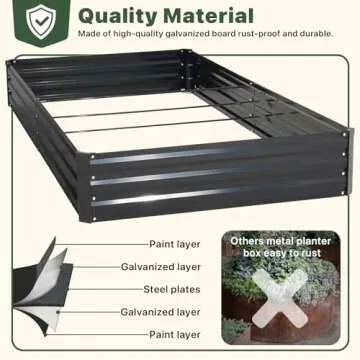 DTIG Galvanized Raised Garden Bed for Vegetables Flowers Herbs, Metal Raised Garden Bed Kit with Trellis, Plant Labels, Plant Ties, Black 6×3×1FT 2PCS