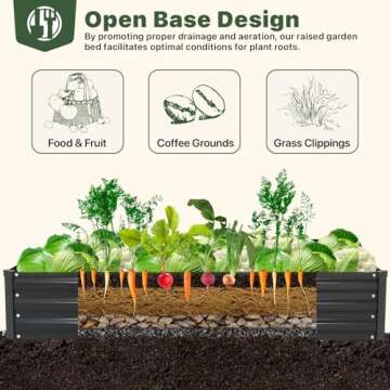 DTIG Galvanized Raised Garden Bed for Vegetables Flowers Herbs, Metal Raised Garden Bed Kit with Trellis, Plant Labels, Plant Ties, Black 6×3×1FT 2PCS