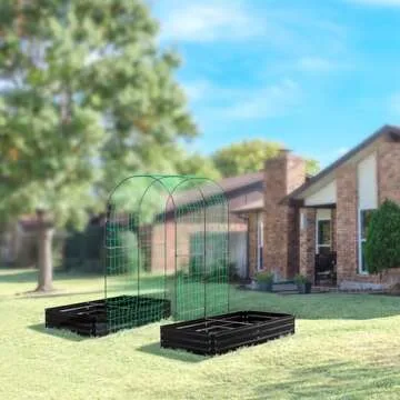 DTIG Galvanized Raised Garden Bed for Vegetables Flowers Herbs, Metal Raised Garden Bed Kit with Trellis, Plant Labels, Plant Ties, Black 6×3×1FT 2PCS