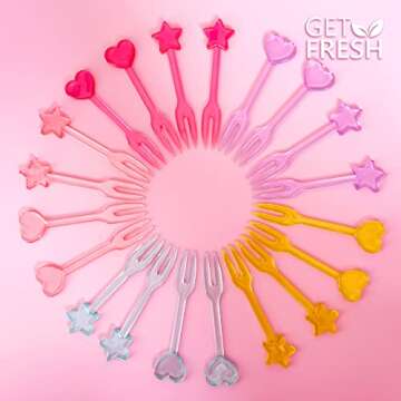GET FRESH Forks for Kids – 30 - Picks for Kids Fruit Forks Bento Box Picks Reusable Mini Toothpick Sticks Heart Dessert Forks for Children Party Bento Lunch Box