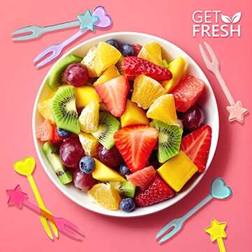 GET FRESH Forks for Kids – 30 - Picks for Kids Fruit Forks Bento Box Picks Reusable Mini Toothpick Sticks Heart Dessert Forks for Children Party Bento Lunch Box