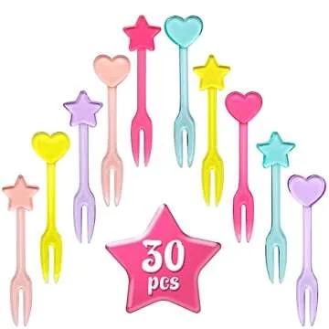 GET FRESH Forks for Kids – 30 - Picks for Kids Fruit Forks Bento Box Picks Reusable Mini Toothpick Sticks Heart Dessert Forks for Children Party Bento Lunch Box