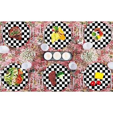 HSPAIDYP 40 Pcs Racing Party Supplies - Checkered Plates