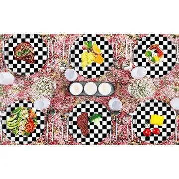 HSPAIDYP 40 Pcs Racing Party Supplies - Checkered Plates