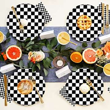 HSPAIDYP 40 Pcs Racing Party Supplies - Checkered Plates