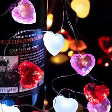 BOHON Red White Pink Heart String Lights Battery Operated, 10 ft 30 LEDs 3D Heart Lights, Twinkle Fairy Lights with Remote for The Home Bedroom Garland Wedding Indoor Party Decor Timer