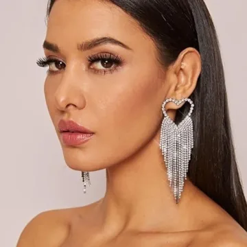 Earent Rhinestone Tassel Earrings - Elegant Sparkly Jewelry