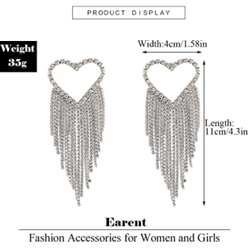 Earent Rhinestone Tassel Earrings - Elegant Sparkly Jewelry