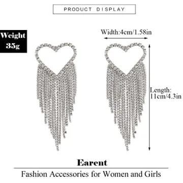 Earent Rhinestone Tassel Earrings - Elegant Sparkly Jewelry