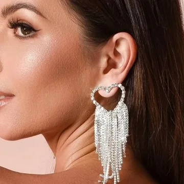 Earent Rhinestone Tassel Earrings - Elegant Sparkly Jewelry