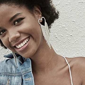 Earent Rhinestone Tassel Earrings - Elegant Sparkly Jewelry