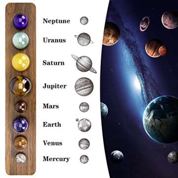 8 Planets Handmade Natural Gemstone Solar System Model Set Office Desk Home Decorations Celestial Cr...