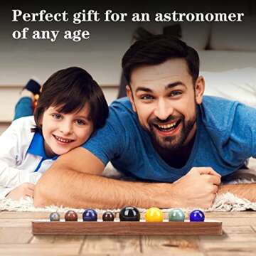 8 Planets Handmade Natural Gemstone Solar System Model Set Office Desk Home Decorations Celestial Creative Gift for Kids, Men, Women