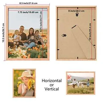 ATOBART 8x10 Set of 6 Oak Wood Picture Frame Solid Wooden Photo Frame Natural Wood Color Frames with...