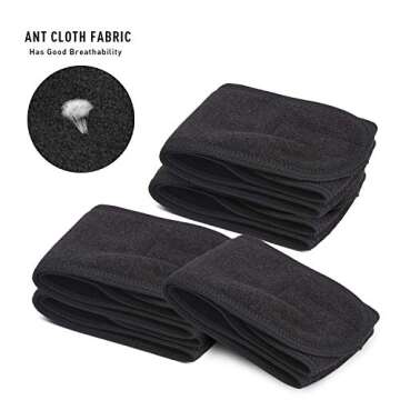Noverlife 5PCS Black Spa Facial Headband, Soft Terry Cloth Cotton Hair Wrap, Elastic Stretchy Makeup Headband for Face Wash, Bath Showering, Beauty Salon Facial Treatment & Sports