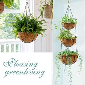 TOOCMEUK Hanging Plant Basket Flower Holder (2pack, 16 inch)-Metal Wire Round Hanging Basket Planter...