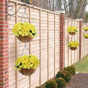 TOOCMEUK Hanging Plant Basket Flower Holder (2pack, 16 inch)-Metal Wire Round Hanging Basket Planter with Coco Fiber Liners for Plants Flower Pots Outdoor Garden Porch and Balcony Decor