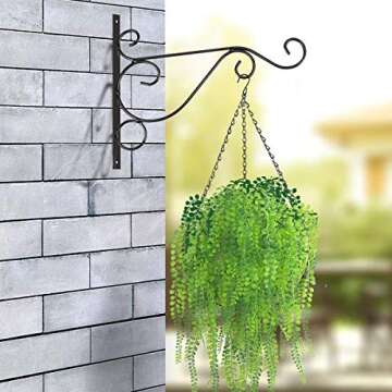 TOOCMEUK Hanging Plant Basket Flower Holder (2pack, 16 inch)-Metal Wire Round Hanging Basket Planter with Coco Fiber Liners for Plants Flower Pots Outdoor Garden Porch and Balcony Decor