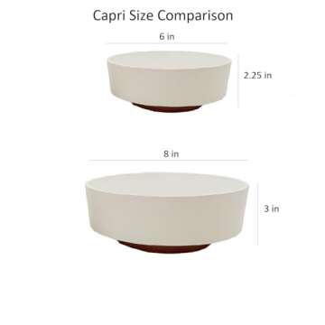 The HC Companies 8 Inch Round Plastic Succulent Capri Bowl Decorative Indoor Flower Succulent Planter Pot with Drain Plug Hole, Vanilla Bisque