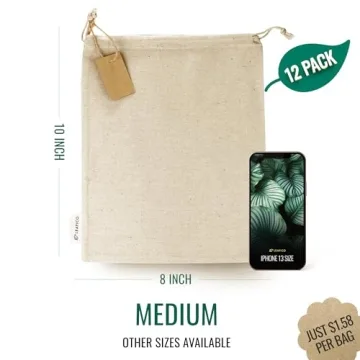 LEAFICO Organic Cotton Produce Bags - Eco-Friendly Storage Bags