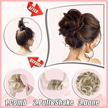 Messy Bun Hair Piece Hair Bun Thick Updo Scrunchies Hair Extensions Ponytail Hair Pieces for Women Girls Brown Mix Bleach Blonde