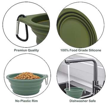 Collapsible Dog Travel Bowls - Portable Silicone Pet Dishes