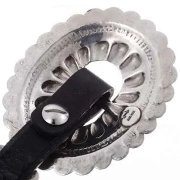 Navajo Hammered Silver Concho Belt on Genuine Leather