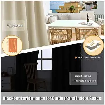 BONZER Waterproof Outdoor Curtains for Patio Gazebo Pergola Balcony - Thermal Insulated Sunlight Blocking Grommet Blackout Curtains for Bedroom Living Room,1 Panel, 100W x 84L inch, Cream