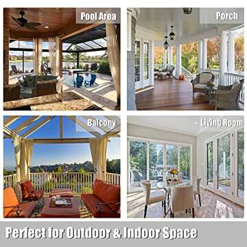 BONZER Waterproof Outdoor Curtains for Patio Gazebo Pergola Balcony - Thermal Insulated Sunlight Blocking Grommet Blackout Curtains for Bedroom Living Room,1 Panel, 100W x 84L inch, Cream