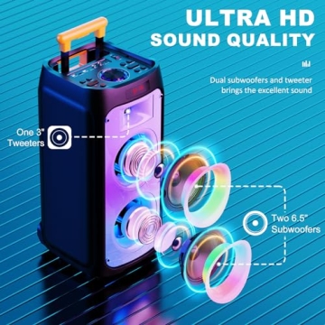 HWWR Karaoke Machine - Bluetooth Party Speaker with Disco Lights & High Power