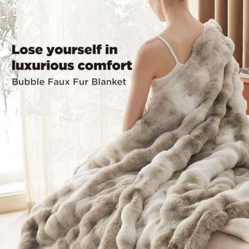 Bedsure Faux Fur Blanket - Soft & Fluffy, Bubble Blanket for Couch, Sofa, Bed - Fuzzy, Cozy, Plush, ...