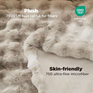 Bedsure Faux Fur Blanket - Soft & Fluffy, Bubble Blanket for Couch, Sofa, Bed - Fuzzy, Cozy, Plush, Thick & Warm for Winter, Christmas Decor Gifts for Women, Beige, 50x70 inches