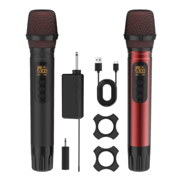 ROUWU Wireless Microphones - Dual Handheld UHF Dynamic Karaoke mics