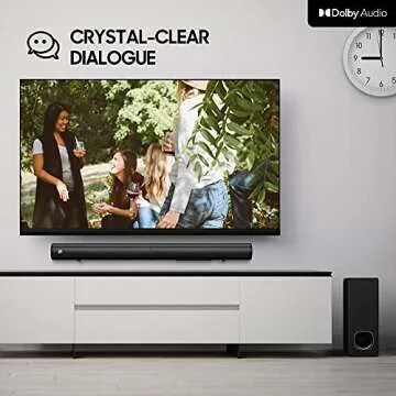 PHEANOO Sound Bar Compatible with【Dolby】, 2.1 CH Soundbar with Subwoofer, HDMI(ARC)/Bluetooth 5.0/Optical/AUX Connectivity – D6