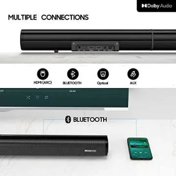 PHEANOO Sound Bar Compatible with【Dolby】, 2.1 CH Soundbar with Subwoofer, HDMI(ARC)/Bluetooth 5.0/Optical/AUX Connectivity – D6