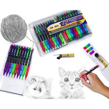 June Gold 72 Mechanical Pencils, 0.7 mm HB #2 Lead, 2 Lead Dispensers/w 220 Refills & 16 Erasers, Break Resistant Lead, Convenient Side Click & Soft Non-Slip Grip
