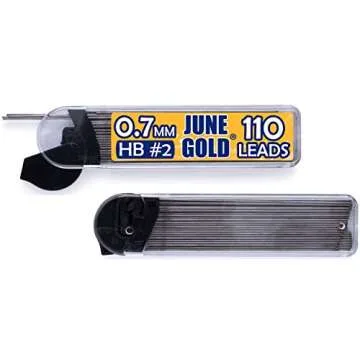 June Gold 72 Mechanical Pencils, 0.7 mm HB #2 Lead, 2 Lead Dispensers/w 220 Refills & 16 Erasers, Break Resistant Lead, Convenient Side Click & Soft Non-Slip Grip