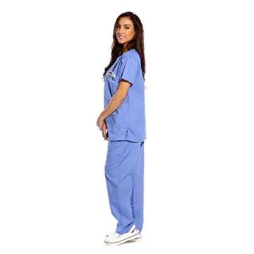 Just Love Women's Scrub Sets Six Pocket Medical Scrubs (V-Neck With Cargo Pant), Ceil, Small
