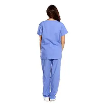 Just Love Women's Scrub Sets Six Pocket Medical Scrubs (V-Neck With Cargo Pant), Ceil, Small