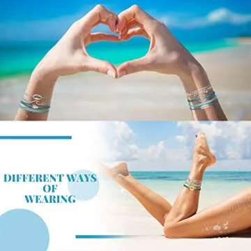 Hicarer 21 Pieces Surfer Wave Bracelet Ocean Wave Adjustable Waterproof Handmade Friendship Bracelet Anklet Jewelry for Women(Vintage Style)