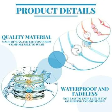 Hicarer 21 Pieces Surfer Wave Bracelet Ocean Wave Adjustable Waterproof Handmade Friendship Bracelet Anklet Jewelry for Women(Vintage Style)