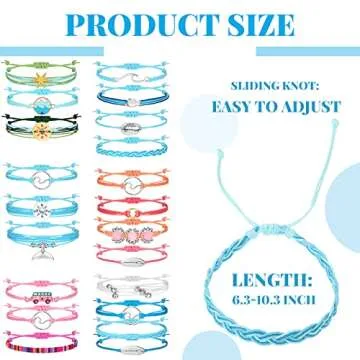 Hicarer 21 Pieces Surfer Wave Bracelet Ocean Wave Adjustable Waterproof Handmade Friendship Bracelet Anklet Jewelry for Women(Vintage Style)