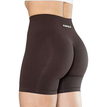 AUROLA Intensify Workout Shorts for Women Seamless Scrunch Short Gym Yoga Running Sport Active Exercise Fitness Shorts(S,Chocolate Plum)